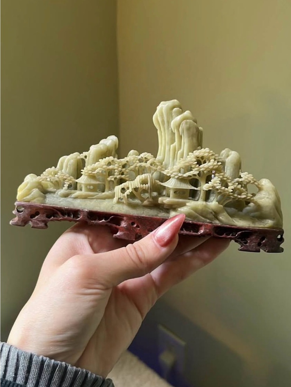 Vintage Chinese hand carved soapstone figurine